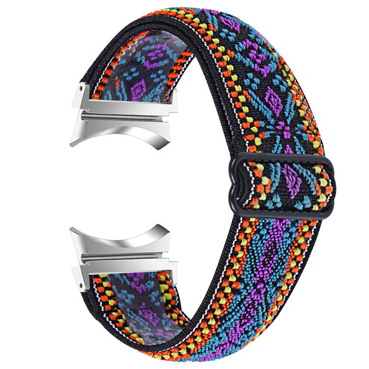 For Samsung Galaxy Watch4 Active 40mm/44mm / Watch4 Classic 42mm/46mm Elastic Woven Smart Watch Band Replacement Adjustable Wrist Strap - C