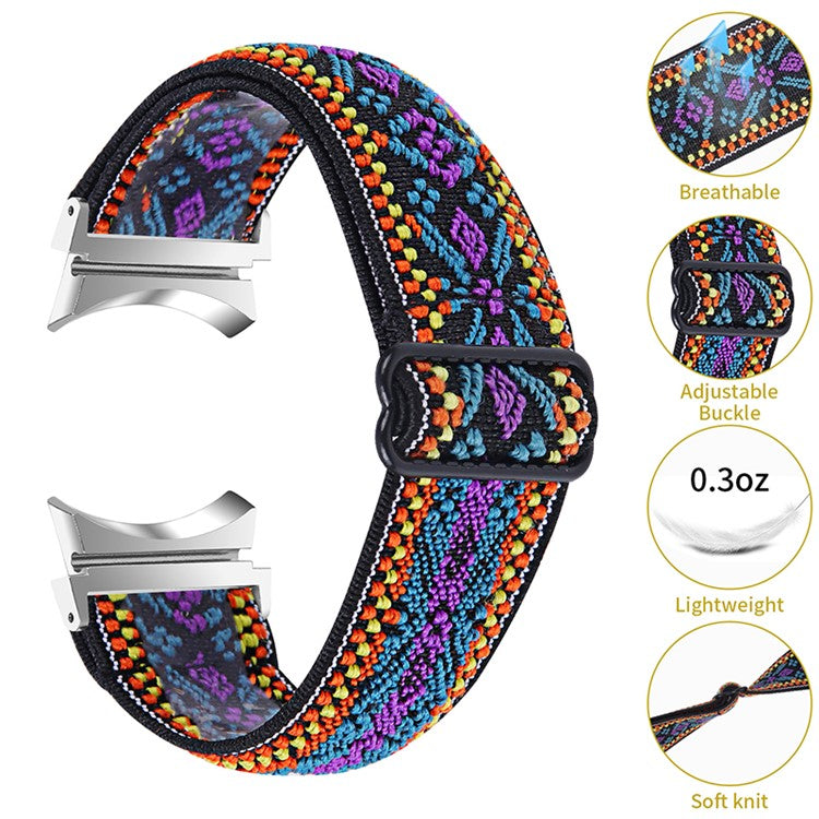 For Samsung Galaxy Watch4 Active 40mm/44mm / Watch4 Classic 42mm/46mm Elastic Woven Smart Watch Band Replacement Adjustable Wrist Strap - C