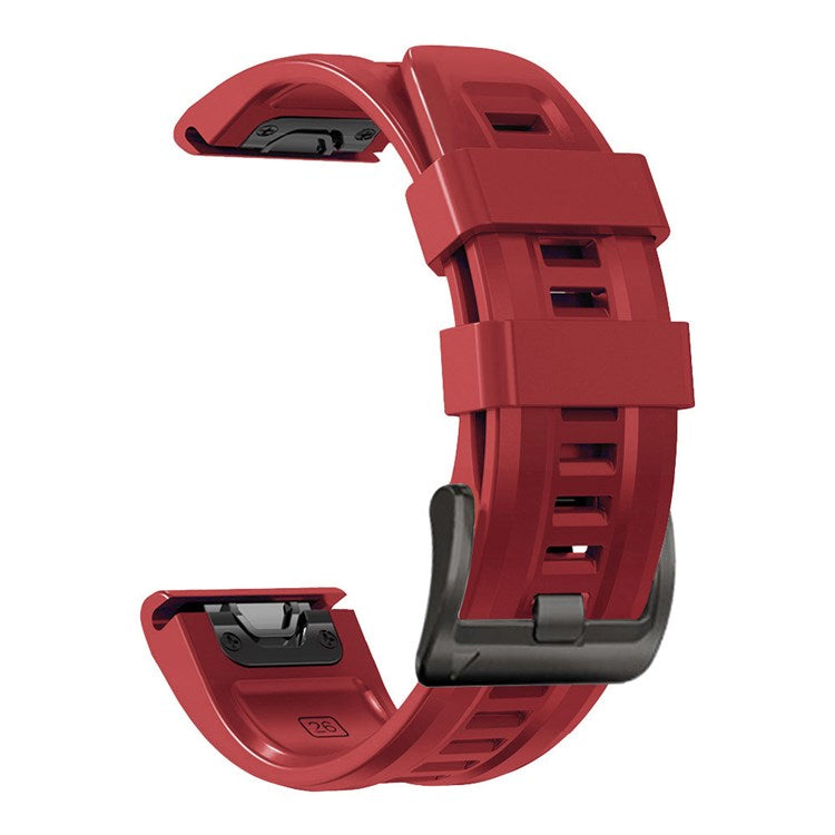 For Garmin Fenix 7 Soft Silicone Adjustable Watch Band Replacement Wrist Strap with Buckle - Dark Red