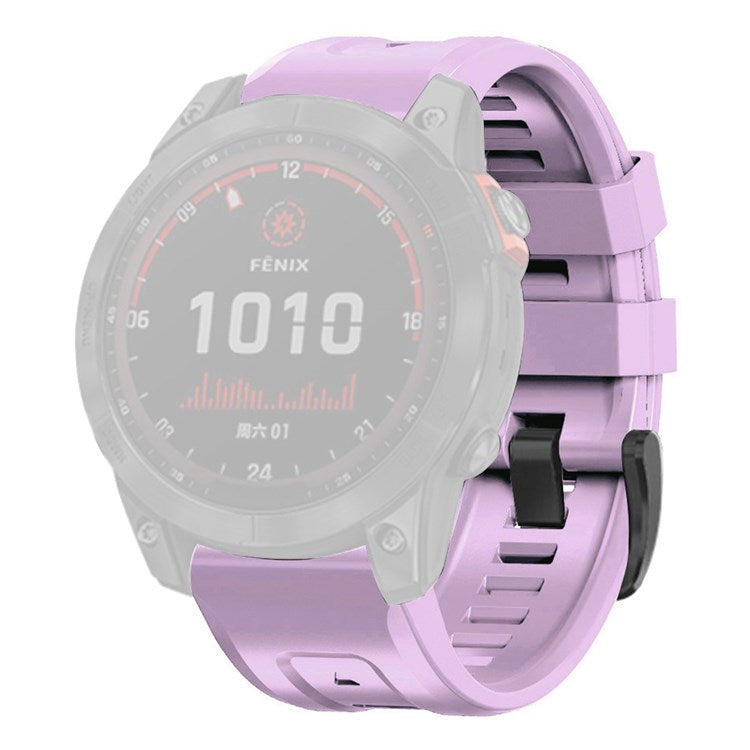 For Garmin Fenix 7 Soft Silicone Adjustable Watch Band Replacement Wrist Strap with Buckle - Light Purple