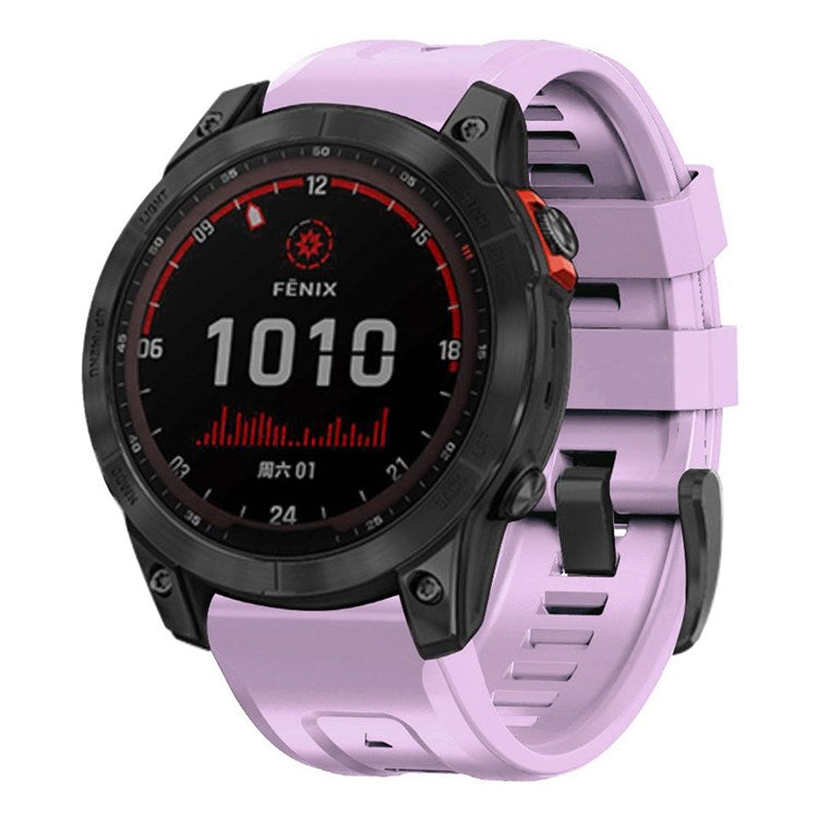 For Garmin Fenix 7 Soft Silicone Adjustable Watch Band Replacement Wrist Strap with Buckle - Light Purple