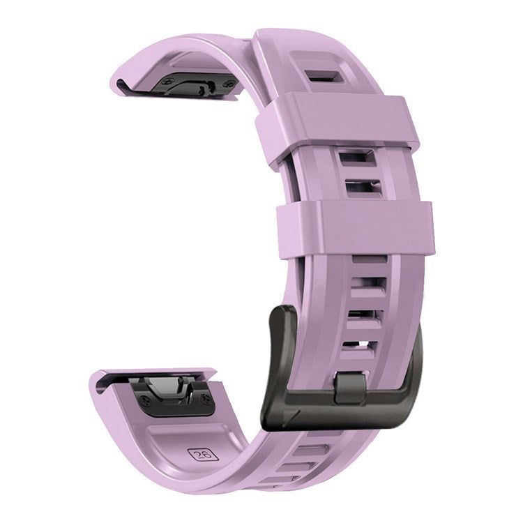 For Garmin Fenix 7 Soft Silicone Adjustable Watch Band Replacement Wrist Strap with Buckle - Light Purple