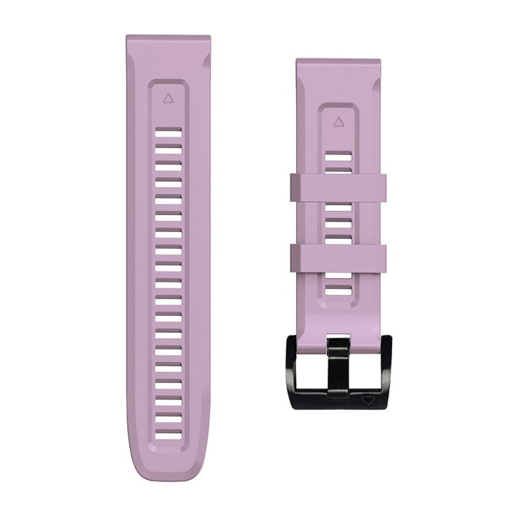 For Garmin Fenix 7 Soft Silicone Adjustable Watch Band Replacement Wrist Strap with Buckle - Light Purple