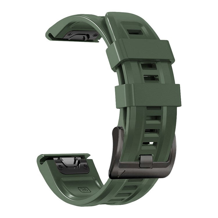 For Garmin Fenix 7X Wear-resistant Silicone Watch Band Replacement Adjustable Wrist Strap with Buckle - Army Green