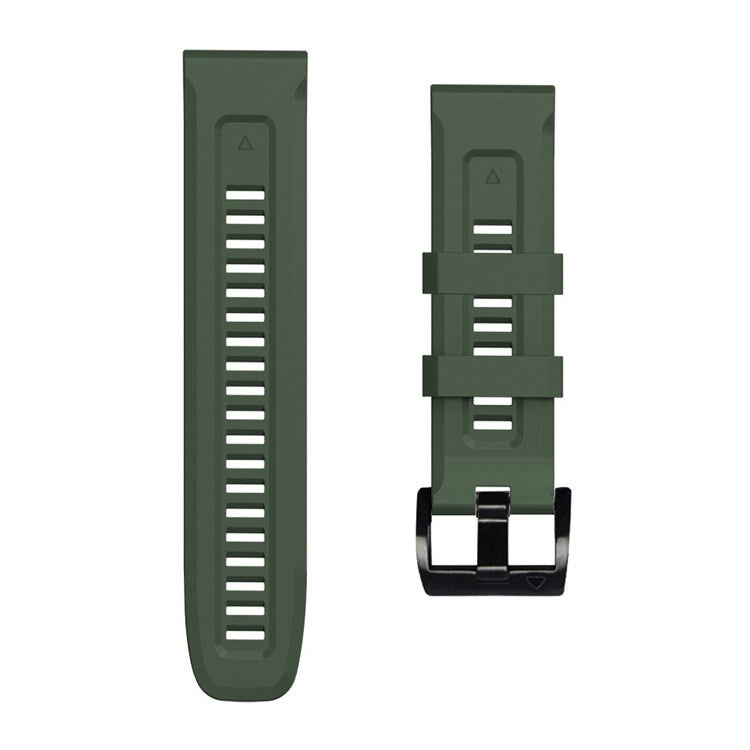 For Garmin Fenix 7X Wear-resistant Silicone Watch Band Replacement Adjustable Wrist Strap with Buckle - Army Green