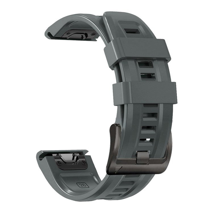 For Garmin Fenix 7X Wear-resistant Silicone Watch Band Replacement Adjustable Wrist Strap with Buckle - Charcoal