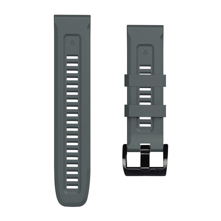 For Garmin Fenix 7X Wear-resistant Silicone Watch Band Replacement Adjustable Wrist Strap with Buckle - Charcoal