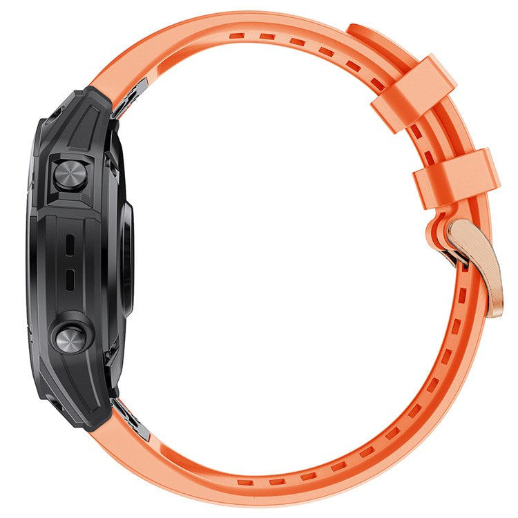 For Garmin Fenix 7S Quick Release Soft Silicone Watch Band Replacement Wrist Strap with Rose Gold Buckle - Orange