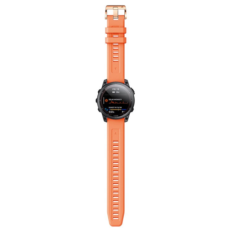 For Garmin Fenix 7S Quick Release Soft Silicone Watch Band Replacement Wrist Strap with Rose Gold Buckle - Orange