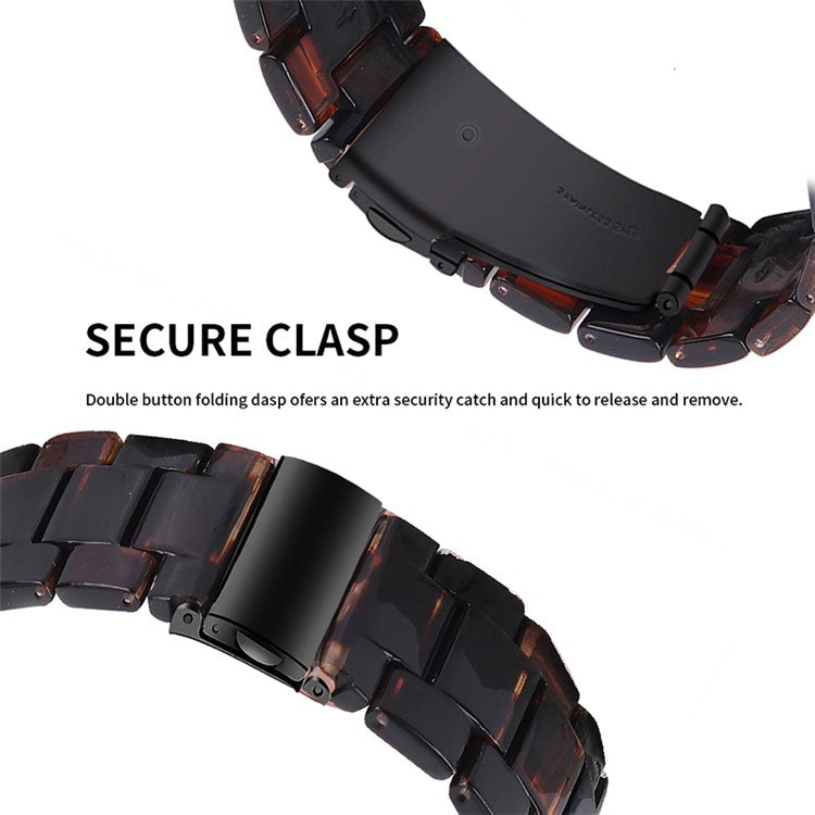 For Fossil Gen5 Carlyle/Gen5 Julianna/Gen5 Garrett/Gen5 Carlyle HR Resin Watch Band Stylish Quick Release 22mm Wrist Strap Smart Watch Replacement Part - Dark Brown