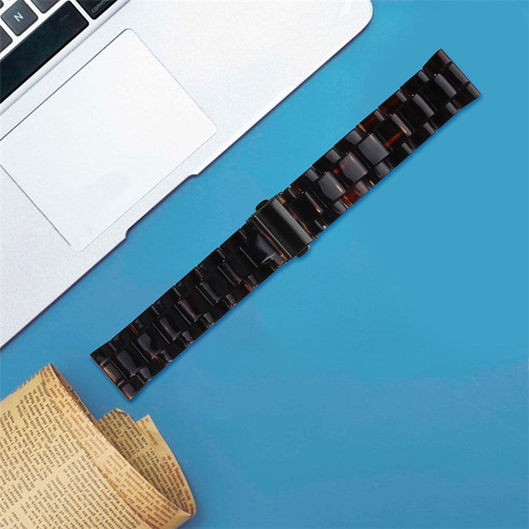 For Fossil Gen5 Carlyle/Gen5 Julianna/Gen5 Garrett/Gen5 Carlyle HR Resin Watch Band Stylish Quick Release 22mm Wrist Strap Smart Watch Replacement Part - Dark Brown