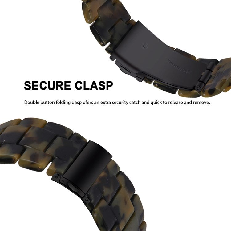 For Fossil Gen5 Carlyle/Gen5 Julianna/Gen5 Garrett/Gen5 Carlyle HR Resin Watch Band Stylish Quick Release 22mm Wrist Strap Smart Watch Replacement Part - Army Green