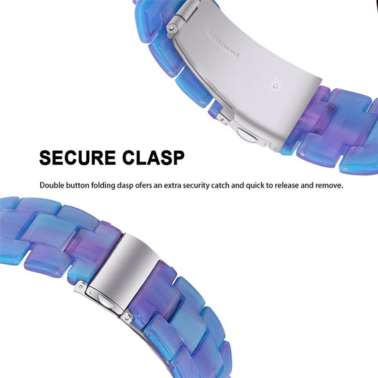 For Fossil Gen 5 Carlyle/Gen 5 Julianna/Gen 5 Garrett/Gen 5 Carlyle HR 22mm Watch Strap Stylish Replacement Resin Wrist Band - Blue/Purple
