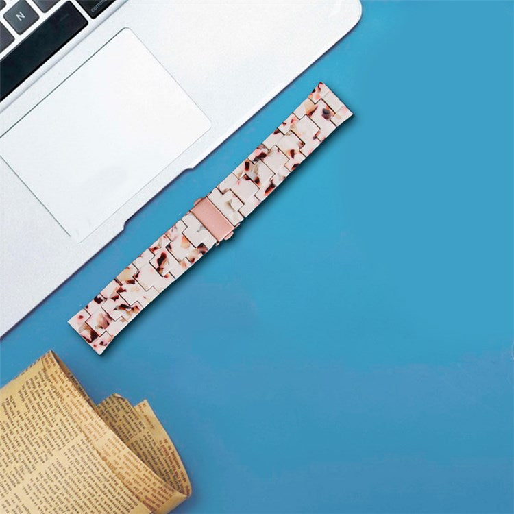 For Fossil Gen 5 Carlyle/Gen 5 Julianna/Gen 5 Garrett/Gen 5 Carlyle HR 22mm Watch Strap Stylish Replacement Resin Wrist Band - Nougat Pattern