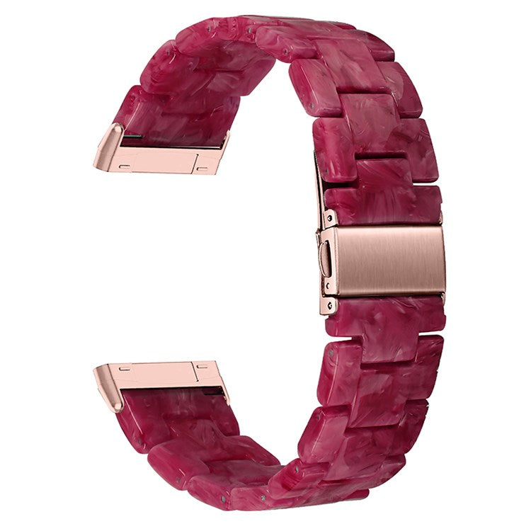 For Fitbit Versa 3/Fitbit Sense Fashionable Resin Watch Strap Replacement Wristband with Stainless Steel Buckle - Marble/Red