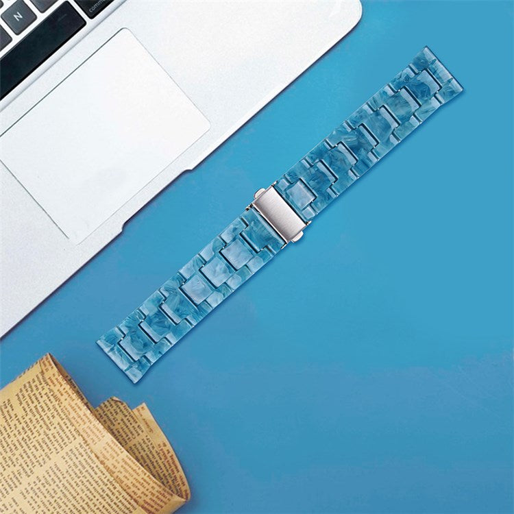 For Fitbit Versa 2/Fitbit Versa/Versa Lite/Versa SE Watch Band Stylish Resin 22.5mm Wrist Strap Smart Watch Replacement Part - Blue Marble