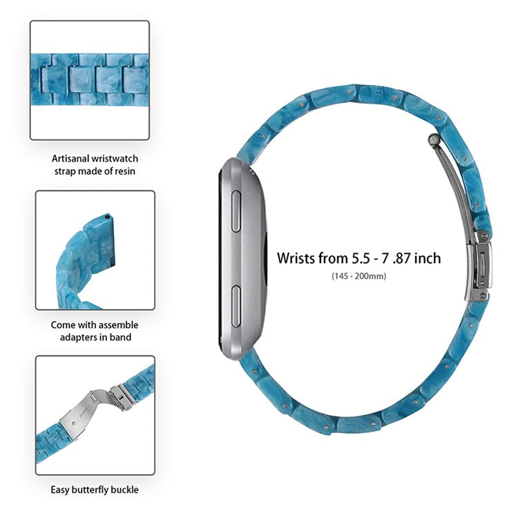 For Fitbit Versa 2/Fitbit Versa/Versa Lite/Versa SE Watch Band Stylish Resin 22.5mm Wrist Strap Smart Watch Replacement Part - Blue Marble