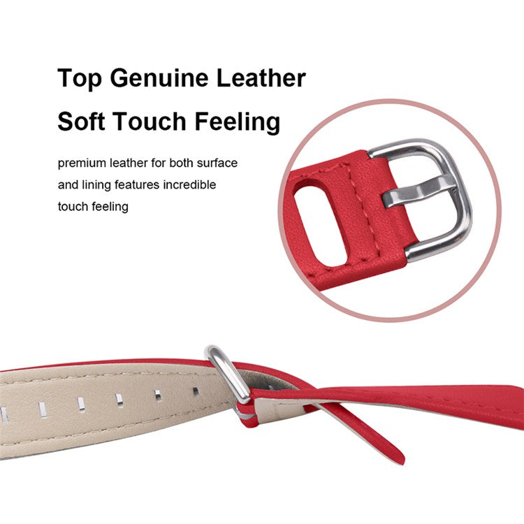 For LG Watch Sport Wear-resistant Cowhide Leather Watch Band Watch Strap with Stainless Steel Buckle - Red