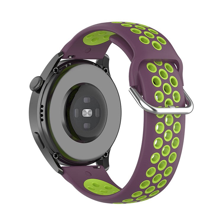 For TicWatch Pro/GTX Bi-Color Silicone Watch Band Watch Strap with Breathable Holes - Purple/Mint Green