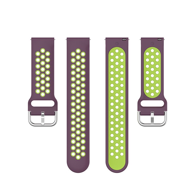 For TicWatch Pro/GTX Bi-Color Silicone Watch Band Watch Strap with Breathable Holes - Purple/Mint Green