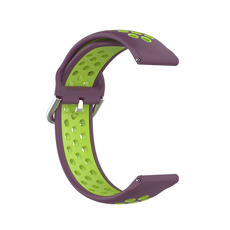 For TicWatch Pro/GTX Bi-Color Silicone Watch Band Watch Strap with Breathable Holes - Purple/Mint Green