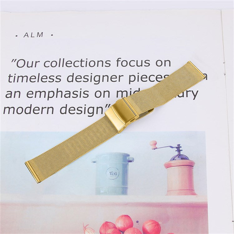 For Pebble Time Round/Pebble 2 Milanese Stainless Steel Replacement Strap Smart Watch Band - Gold