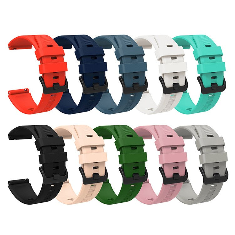 For Honor Watch GS3 Stripe Design Silicone Watch Strap 22mm Replacement Wrist Band with Stainless Steel Buckle - Green