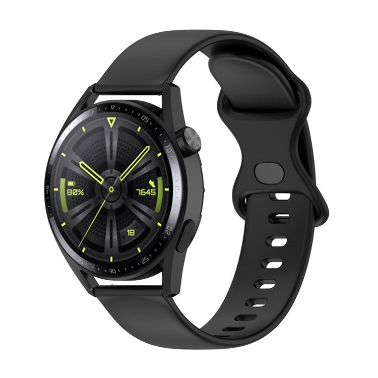 For Huawei Watch GT 3 46mm/Watch GT 2 46mm/Watch GT Runner Silicone Watch Band 22mm Adjustable Wrist Strap Replacement - Black