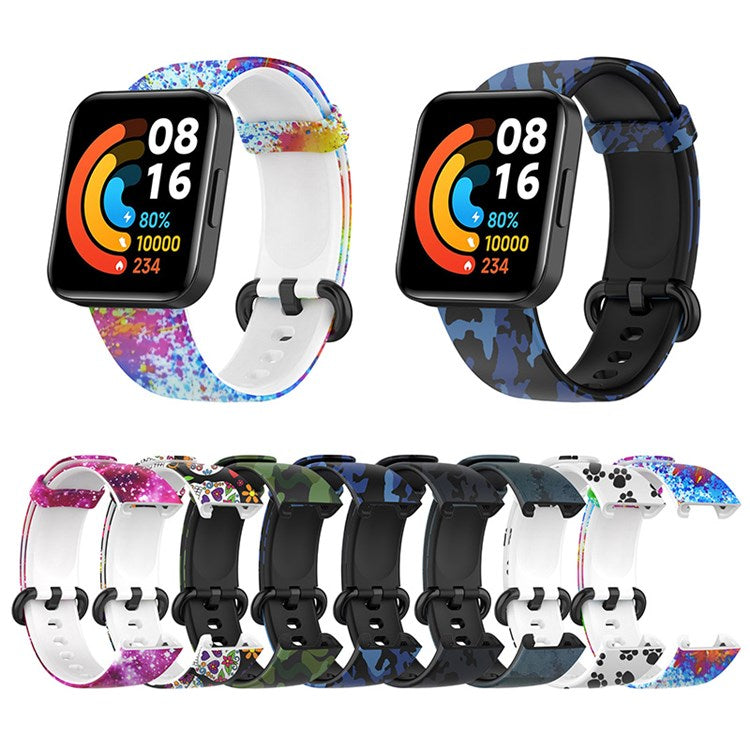For Xiaomi Redmi Watch 2 Lite Pattern Printed Watchband Adjustable Silicone Smart Watch Strap - Camouflage Grey