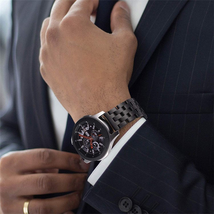 For Fossil Gen 5E 42mm/Gen 6 42mm/Q Venture Gen 4 HR Stainless Steel 18mm Replacement Strap 5 Beads Design Smartwatch Band - Silver