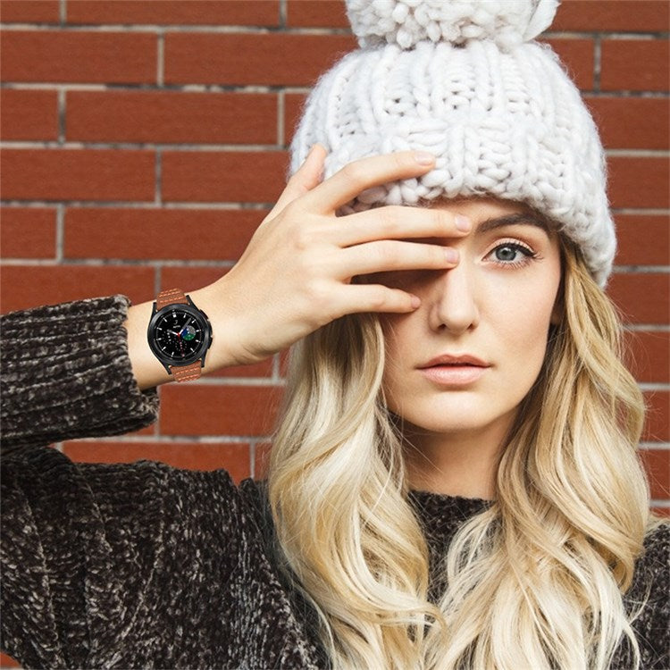 Top Layer Genuine Leather Watchband for TicWatch Pro/Pro 2020/GTX, Stylish Wave Stitching Lines Watch Strap Replacement - Brown