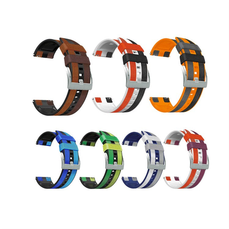 For Huawei Watch GT3/Huami Amazfit GTR3 Three Color Design 22mm Leather Coated Silicone Wrist Band Replacement Smartwatch Strap - Blue/Black