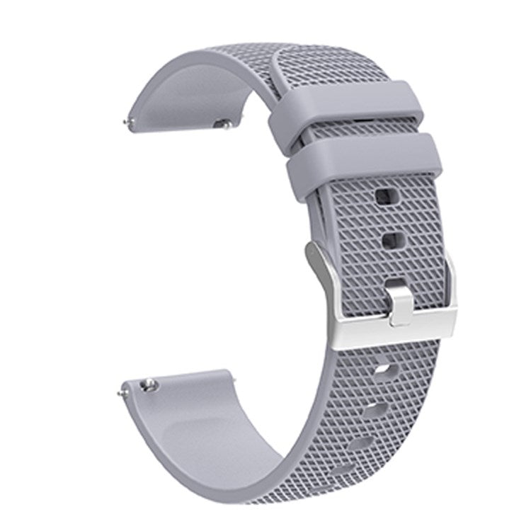 For Huawei TalkBand B5 Grid Design Soft Silicone Watch Band 18mm Replacement Strap with Silver Buckle - Grey