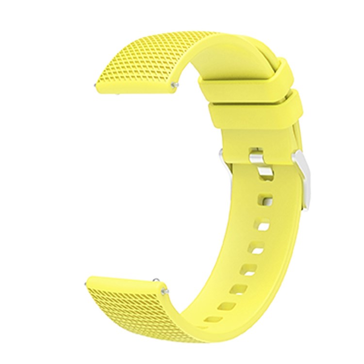 For Huawei TalkBand B5 Grid Design Soft Silicone Watch Band 18mm Replacement Strap with Silver Buckle - Yellow