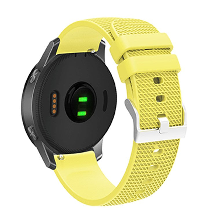 For Huawei TalkBand B5 Grid Design Soft Silicone Watch Band 18mm Replacement Strap with Silver Buckle - Yellow