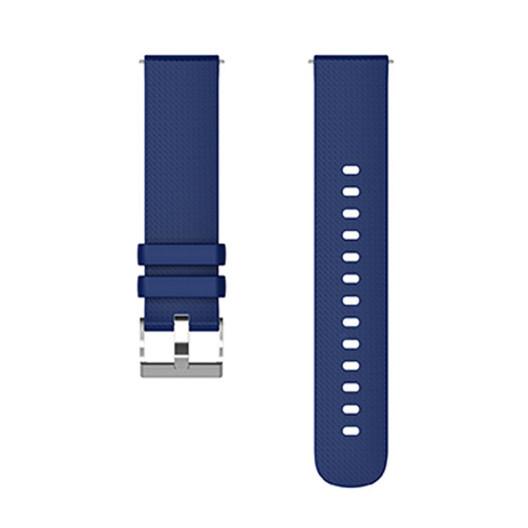 For Huawei TalkBand B5 Grid Design Soft Silicone Watch Band 18mm Replacement Strap with Silver Buckle - Navy Blue
