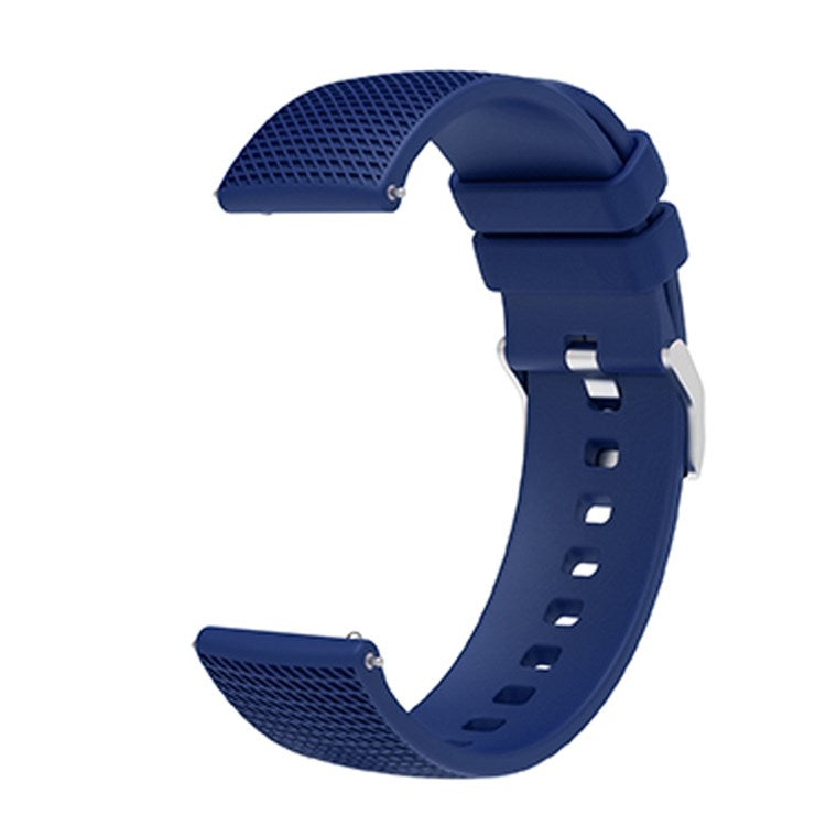 For Huawei TalkBand B5 Grid Design Soft Silicone Watch Band 18mm Replacement Strap with Silver Buckle - Navy Blue
