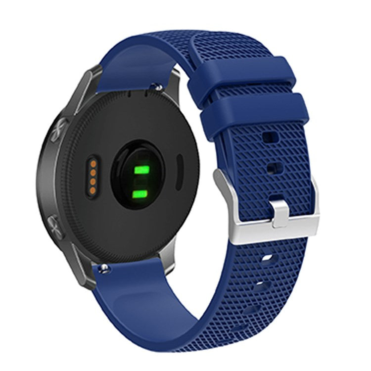 For Huawei TalkBand B5 Grid Design Soft Silicone Watch Band 18mm Replacement Strap with Silver Buckle - Navy Blue