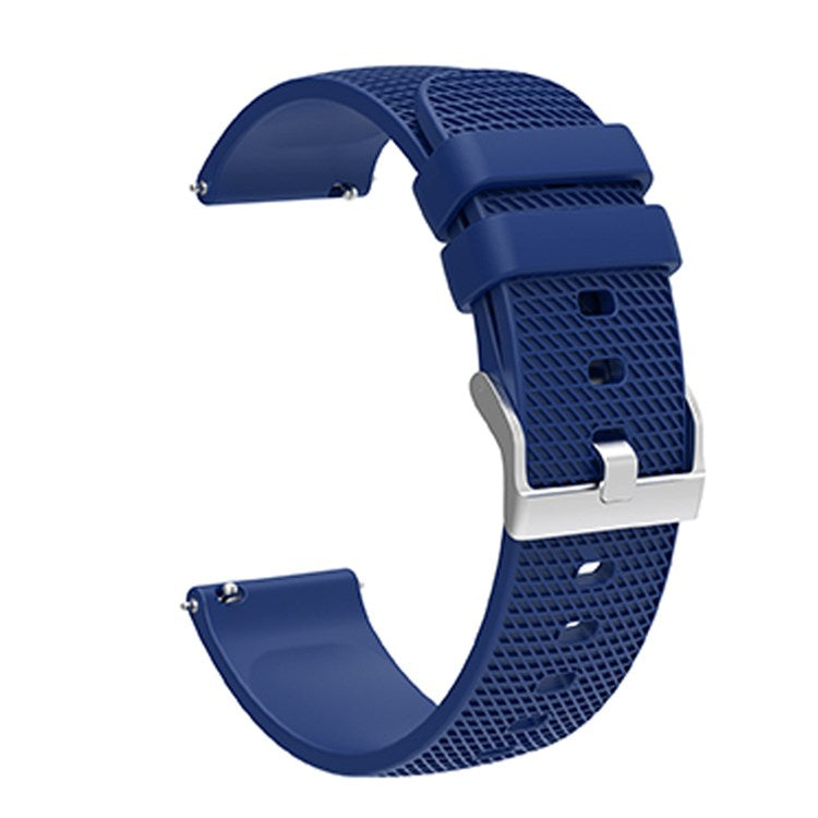 For Huawei TalkBand B5 Grid Design Soft Silicone Watch Band 18mm Replacement Strap with Silver Buckle - Navy Blue