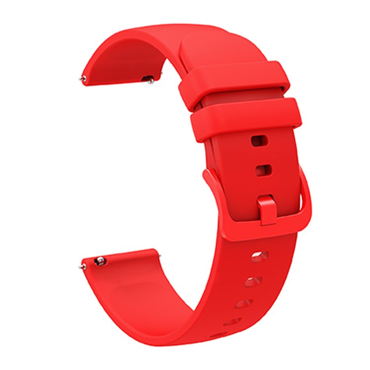 Universal 20mm Solid Color Silicone Replacement Smartwatch Band Adjustable Wrist Strap - Red