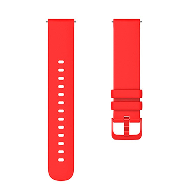 Universal 20mm Solid Color Silicone Replacement Smartwatch Band Adjustable Wrist Strap - Red