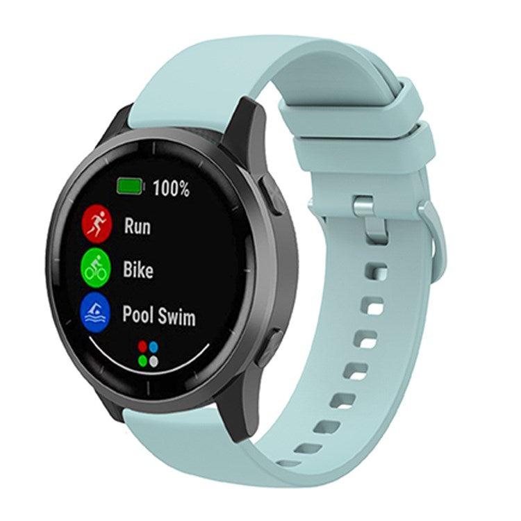 Universal 22mm Silicone Replacement Wrist Band Solid Color Adjustable Watch Strap with Same Color Buckle - Light Green