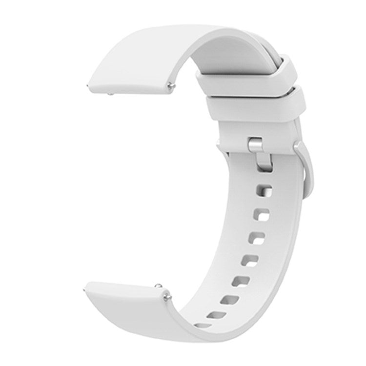 Universal 22mm Silicone Replacement Wrist Band Solid Color Adjustable Watch Strap with Same Color Buckle - White