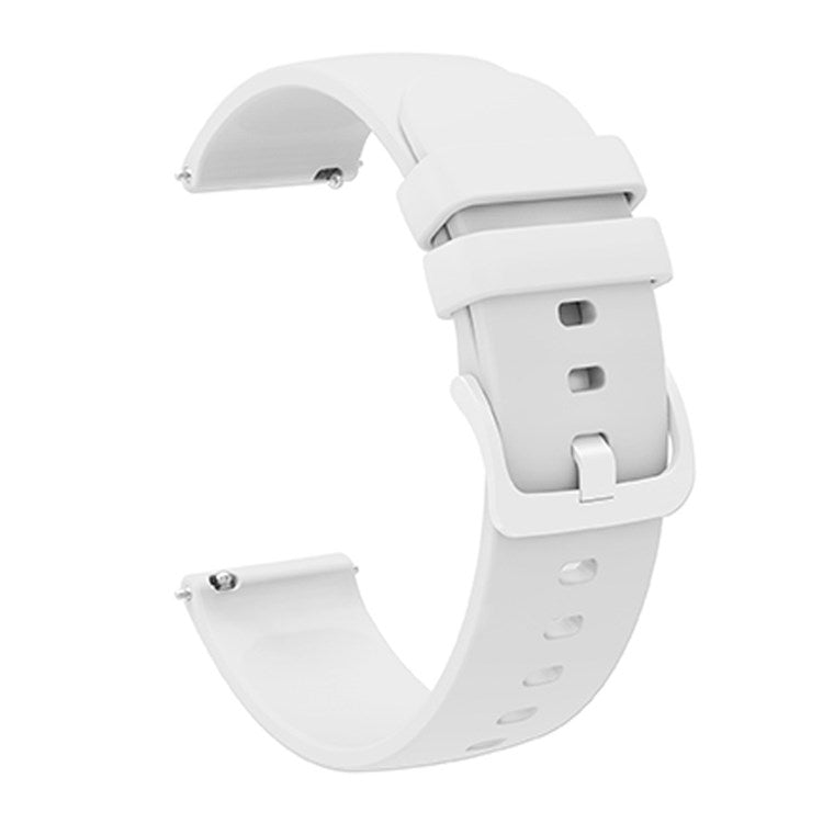 Universal 22mm Silicone Replacement Wrist Band Solid Color Adjustable Watch Strap with Same Color Buckle - White