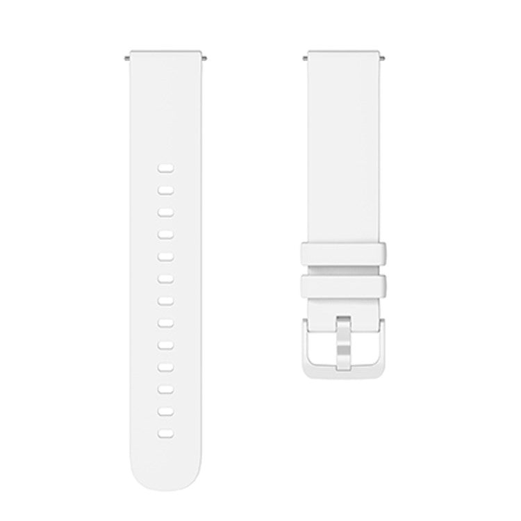 Universal 22mm Silicone Replacement Wrist Band Solid Color Adjustable Watch Strap with Same Color Buckle - White