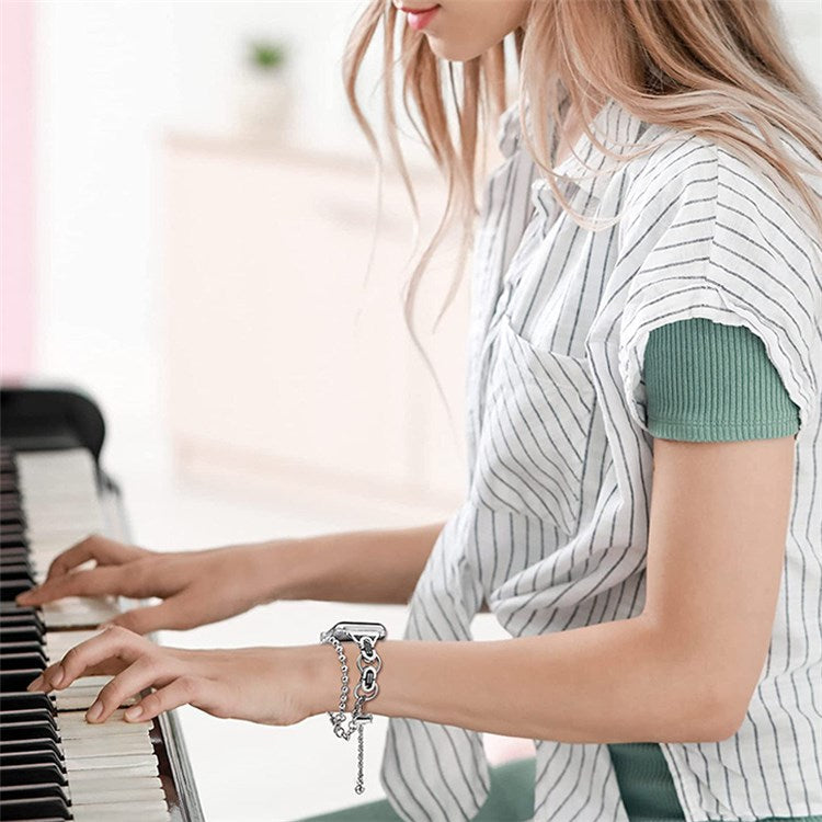 For Apple Watch Series 10 42mm / 9 8 7 41mm / 6 5 4 SE SE (2022) SE (2023) 40mm / 3 2 1 38mm Watch Band Stainless Steel Bracelet Wristband Strap - Silver / Black