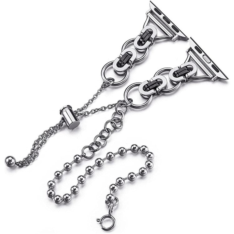 For Apple Watch Series 10 42mm / 9 8 7 41mm / 6 5 4 SE SE (2022) SE (2023) 40mm / 3 2 1 38mm Watch Band Stainless Steel Bracelet Wristband Strap - Silver / Black