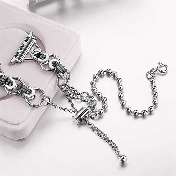 For Apple Watch Series 10 42mm / 9 8 7 41mm / 6 5 4 SE SE (2022) SE (2023) 40mm / 3 2 1 38mm Watch Band Stainless Steel Bracelet Wristband Strap - Silver / Black