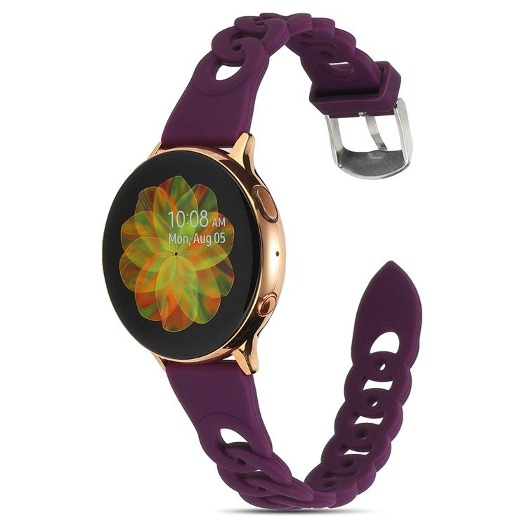 For Garmin Venu 2 Plus/Samsung Galaxy Watch4 Silicone Watch Band 20mm Universal Circle Design Replacement Wrist Strap - Purple
