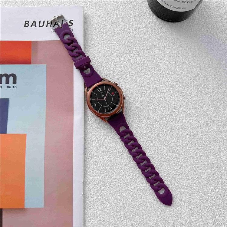 For Garmin Venu 2 Plus/Samsung Galaxy Watch4 Silicone Watch Band 20mm Universal Circle Design Replacement Wrist Strap - Purple